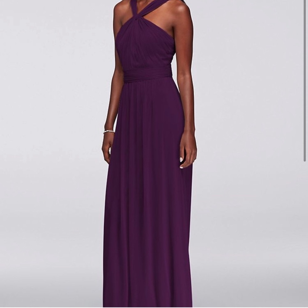David's Bridal Halter Chiffon Lapis Dress - W11173 - 12